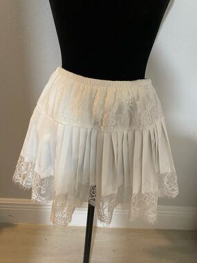 New wot White Lace Pleated Mini Skort med